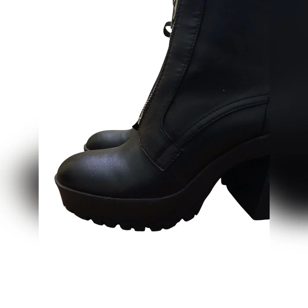 ASOS Miss Selfridge NWOB Black Zipper Punk Steam Grunge Indie Rock Boots 6 UK 4 - Picture 6 of 16